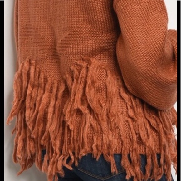 ❌DONATED❌Carmel Brown Fringe Open Style Sweater Cardigan - Picture 4 of 13